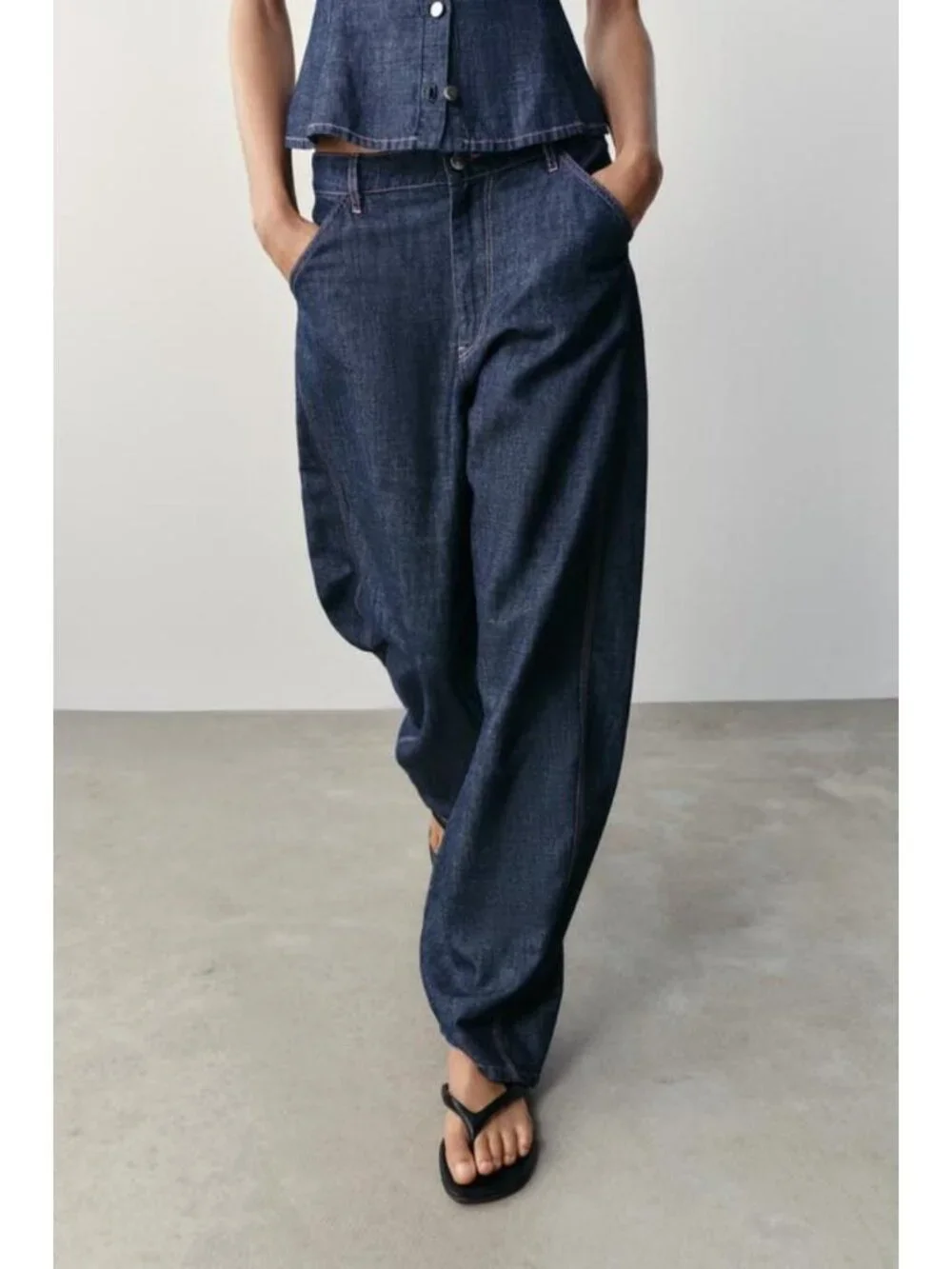 ZARA LINEN BARREL PANTS